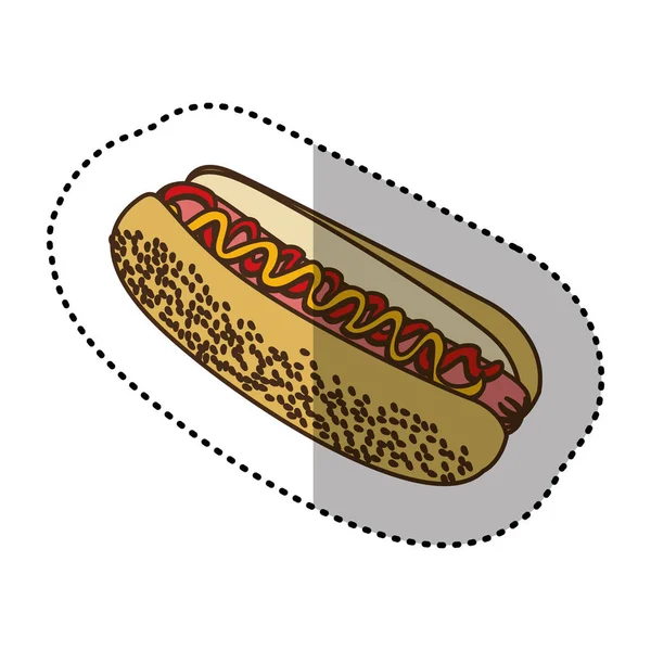 Color contour hot dog fast food icon — Stock Vector