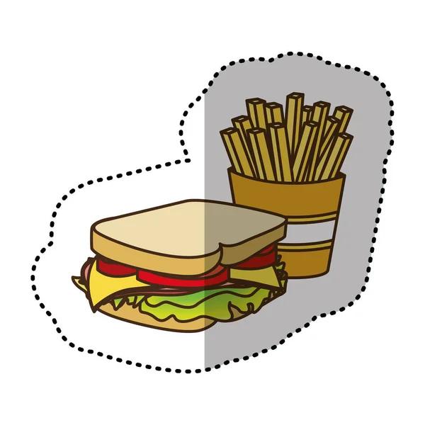 Sándwich de color con patatas fritas icono francés — Archivo Imágenes Vectoriales