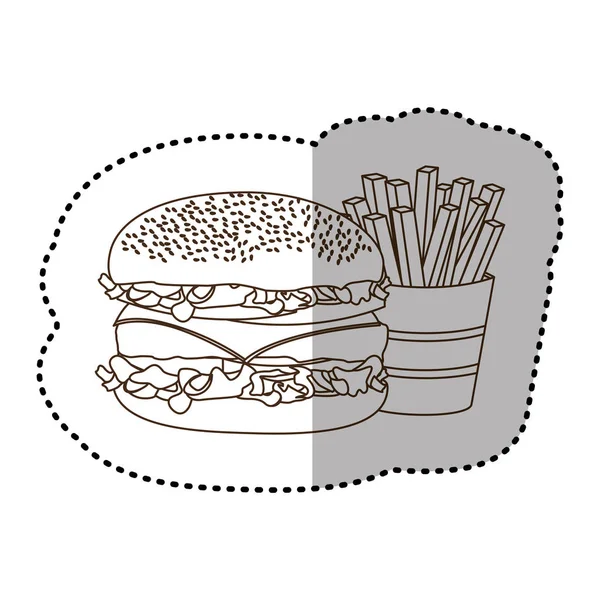 Figura hambúrguer e batatas fritas ícone francês — Vetor de Stock