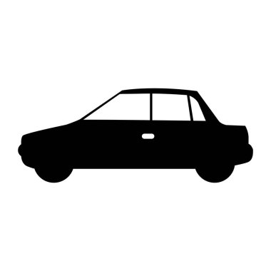 tek renkli siluet otomobil yan görünüm