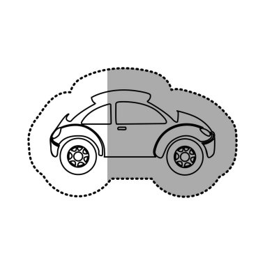 spor araba ile tek renkli kontur etiket