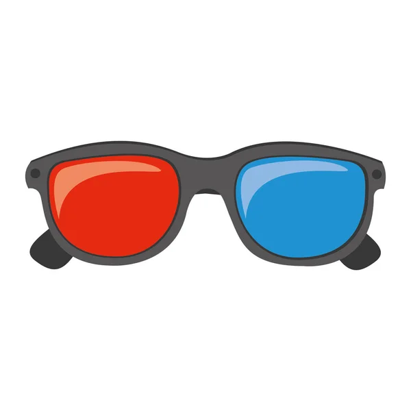 Color 3d gafas cine película icono — Vector de stock