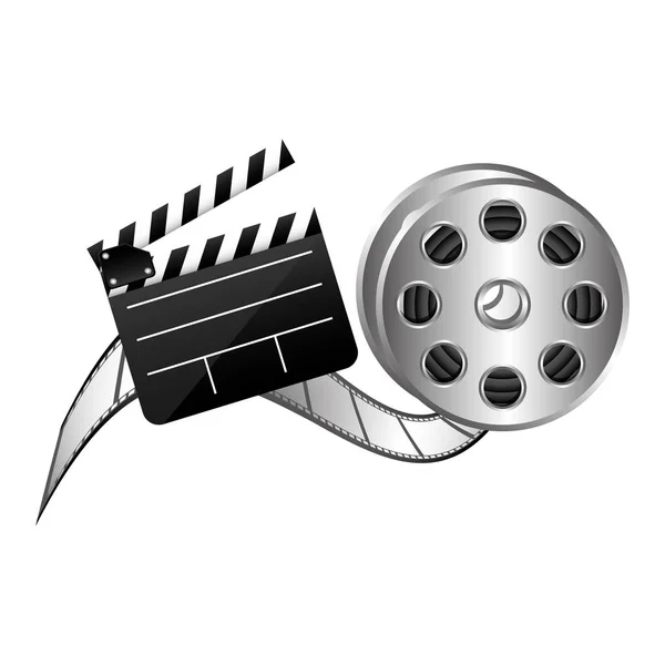 Cor clapper placa de filme e ícone de produção de filme —  Vetores de Stock