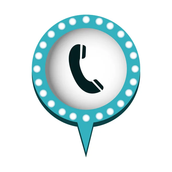 Telefon in runder Sprache mit blauer Kontur mit Punkt und Schweif — Stockvektor
