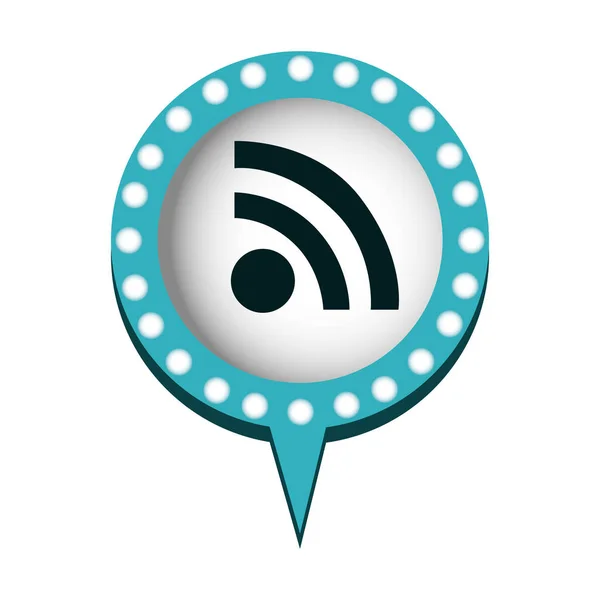 Ícone wifi em discurso circular com contorno azul com pontilhado e cauda — Vetor de Stock