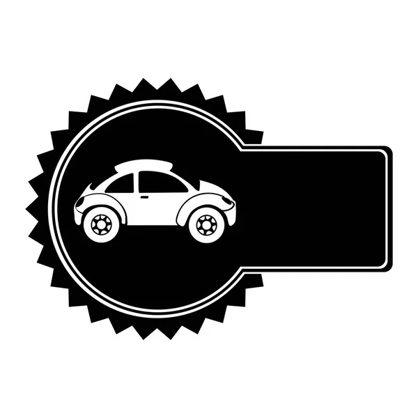 Emblema circular monocromático com carro esportivo na vista lateral —  Vetores de Stock
