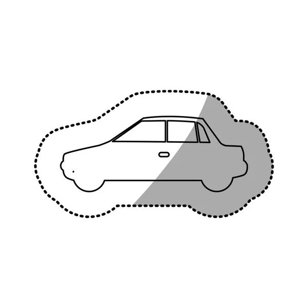 Autocollant contour monochrome avec automobile de vue latérale — Image vectorielle