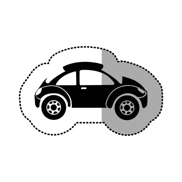 Autocollant silhouette monochrome avec voiture de sport — Image vectorielle