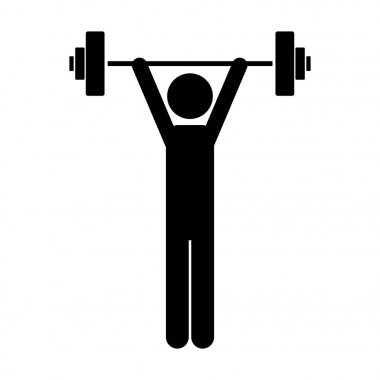 tek renkli piktogram adam halter ile