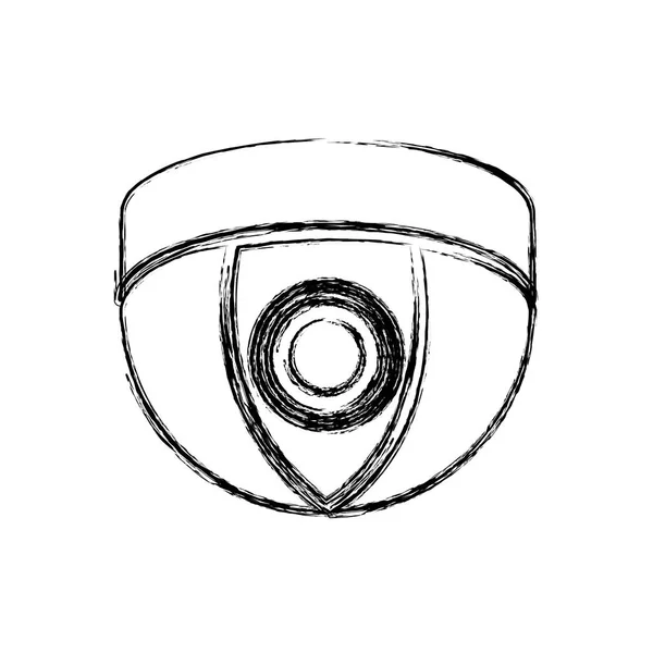 Монохромный эскиз камеры видеонаблюдения в форме купола — стоковый вектор