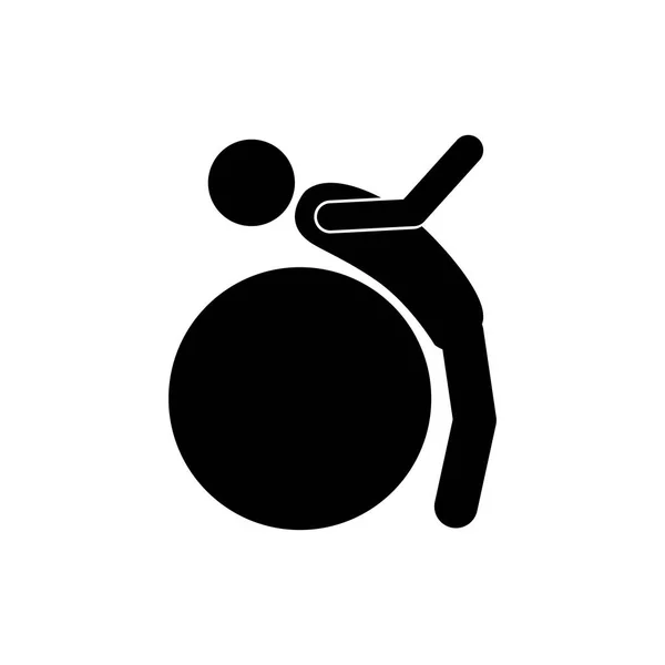 Zwart-wit pictogram met een opleiding in gym bal — Stockvector