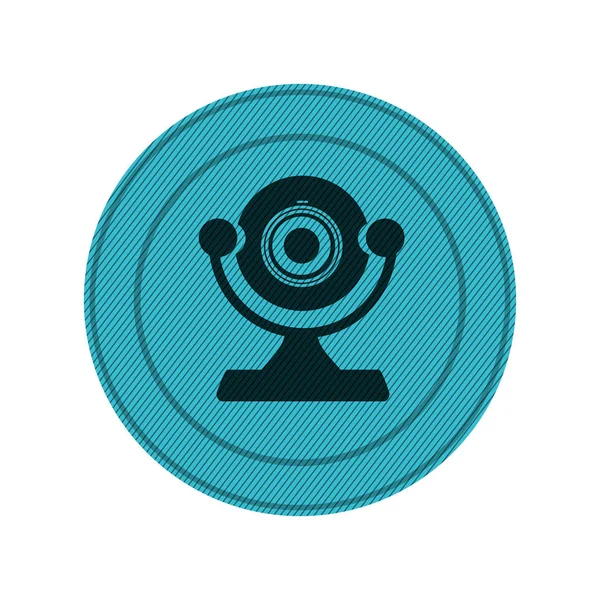 Niebieski okrągły rama z pulpit webcam — Wektor stockowy