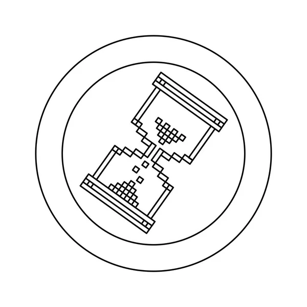 Figura símbolo azul píxel reloj de arena icono del cursor — Vector de stock