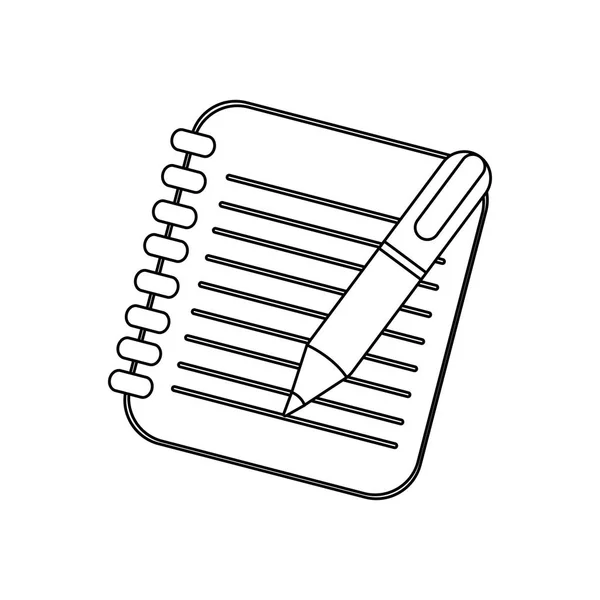 Obrázek notebook s ikona pera — Stockový vektor