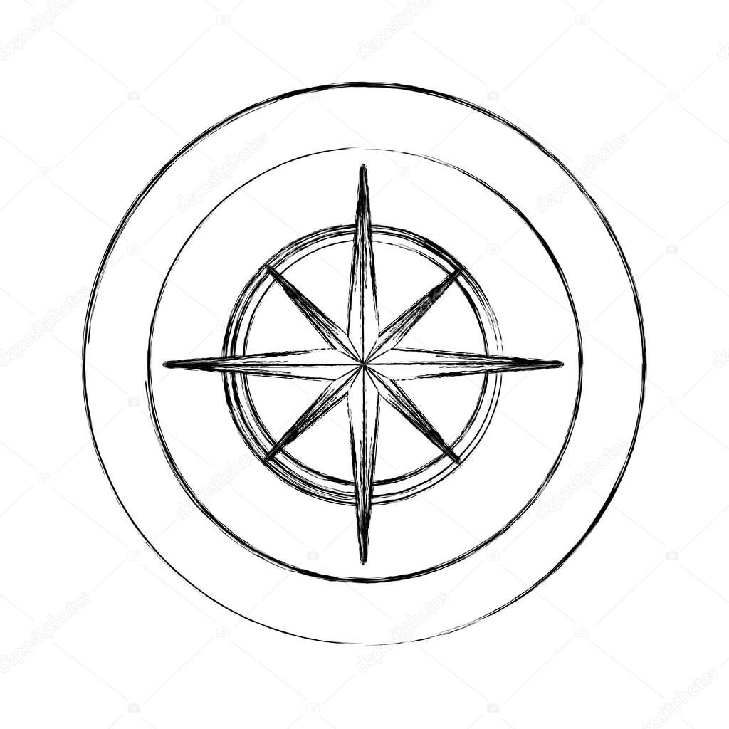 circular frame with silhouette compass star icon