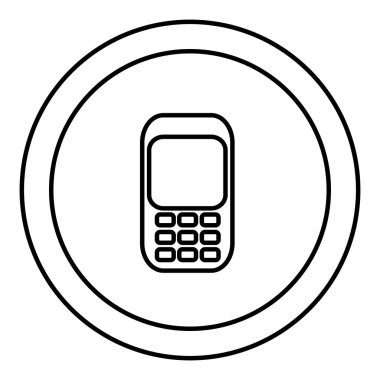 siluet dairesel çerçeve siluet cep telefonu simgesiyle