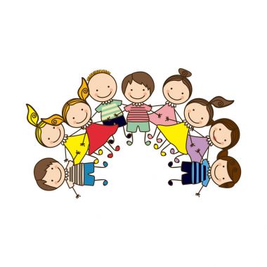 renkli mutlu grup çizgi film çocuk