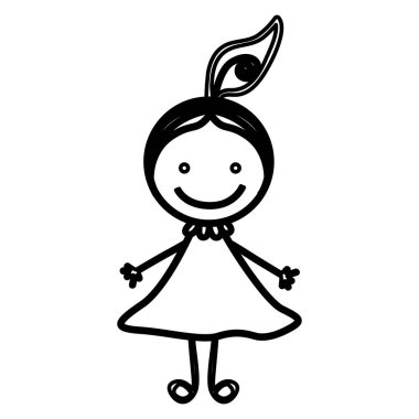 siluet Önden Görünüm kız saç kuyruk ile kroki