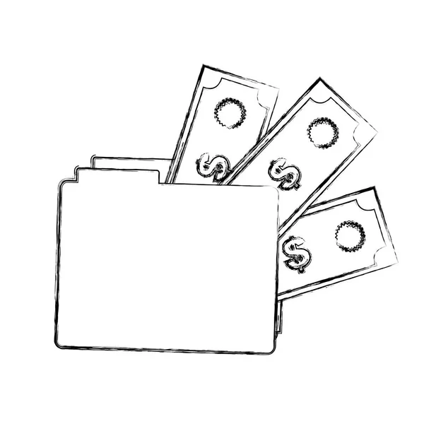 Θολή σιλουέτα φάκελο με λογαριασμούς χρήματα — Διανυσματικό Αρχείο