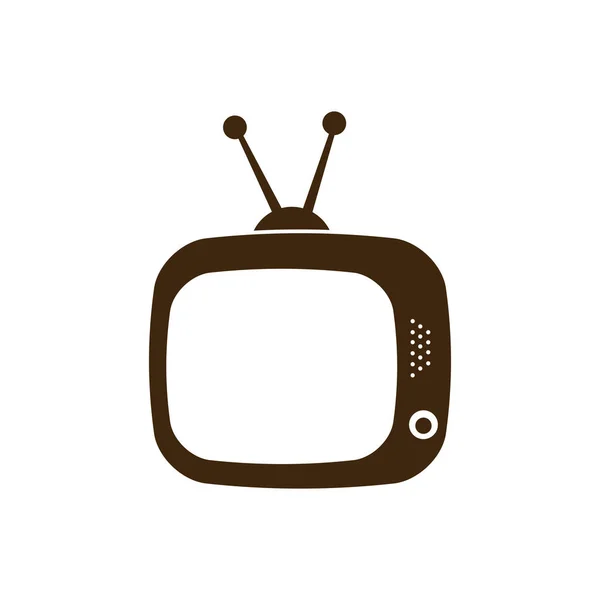 Starodawny sylwetka płaskie ikonę telewizora — Wektor stockowy