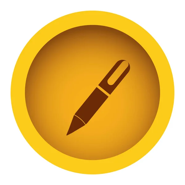 Gelbe Farbe kreisförmiger Rahmen mit Silhouette-Stift-Symbol — Stockvektor
