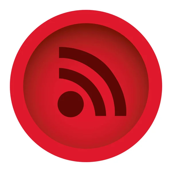 Colore rosso cornice circolare con icona wifi silhouette — Vettoriale Stock