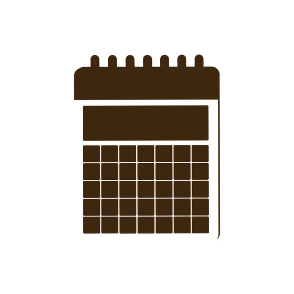 Silhouet kalender met spiraal pictogram plat — Stockvector