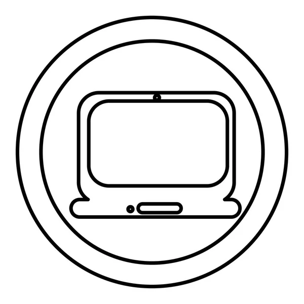 Silueta marco circular con silueta tecnología portátil — Archivo Imágenes Vectoriales