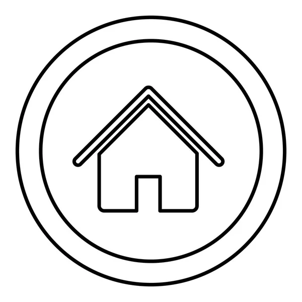 Silueta marco circular con el icono de la casa contorno — Vector de stock