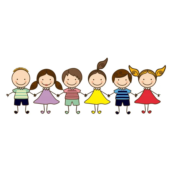 Colorido vista frontal grupo dibujos animados niños — Vector de stock