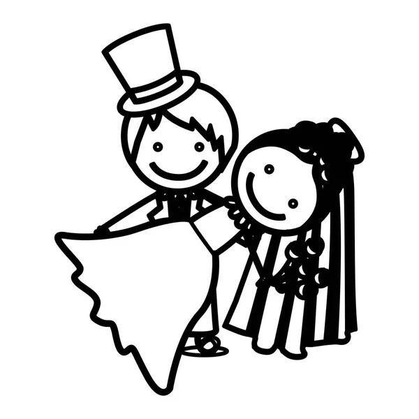 Эскиз силуэт пара икона свадьбы — стоковый вектор