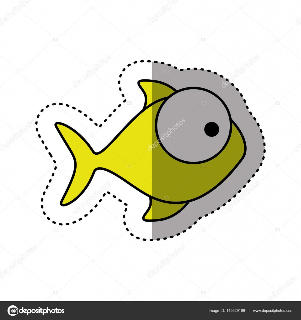 Adesivo colorato pesce acquatica animale siluetta — Vettoriali di grgroupstock