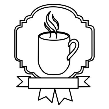 siluet sınır hanedan dekoratif kurdele ile kupa ve duman kahve