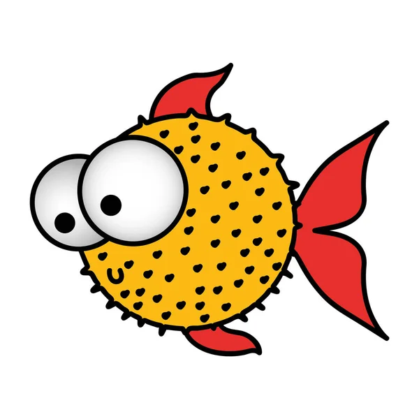 Colorido silhueta blowfish animal aquático — Vetor de Stock