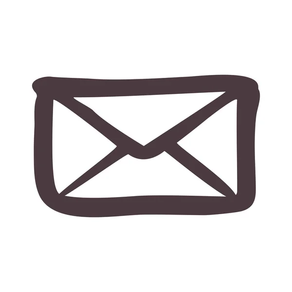Mão desenho ícone envelope silhueta — Vetor de Stock