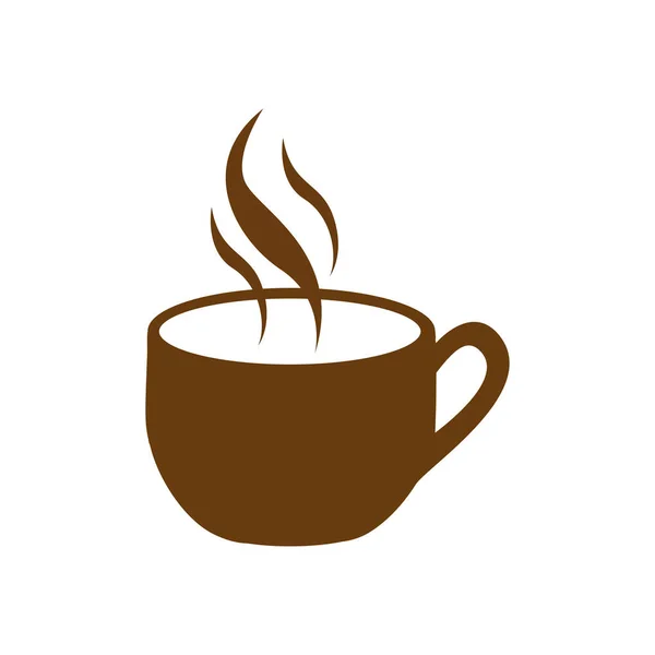 Café taza marrón con humo — Vector de stock