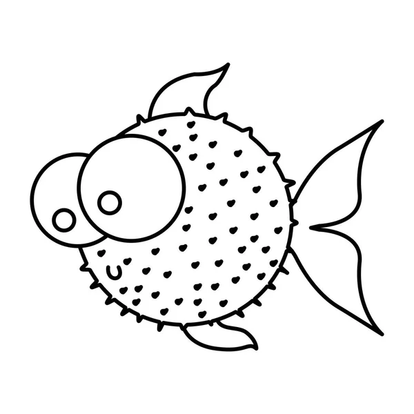 Silhueta blowfish ícone animal aquático — Vetor de Stock