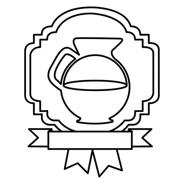 Силуетна облямівка геральдична декоративна стрічка з банкою кави з ручкою — стоковий вектор