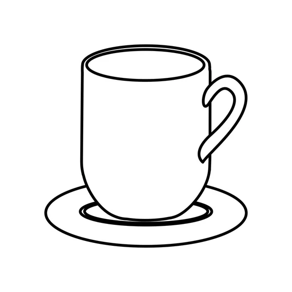 Plat de silhouette en porcelaine avec tasse — Image vectorielle