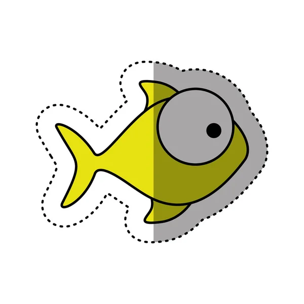 Klistermärke färgglada siluett fisk vattenlevande djur — Stock vektor
