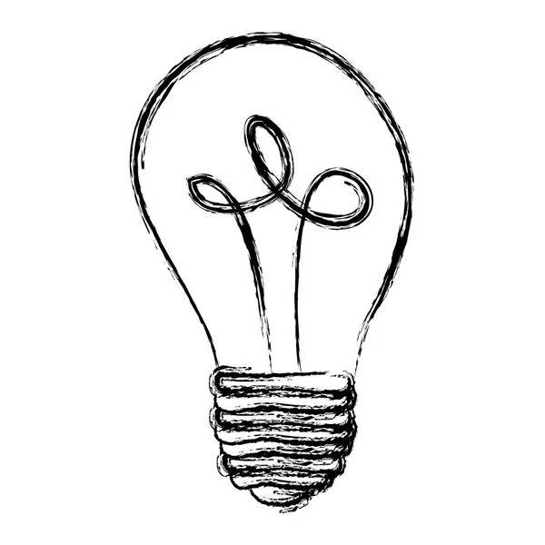 Schizzo monocromatico con silhouette di lampadina spenta — Vettoriale Stock