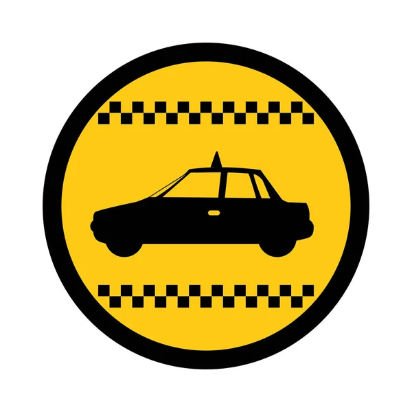 Color circular emblem of taxi car side view — Stock Vector