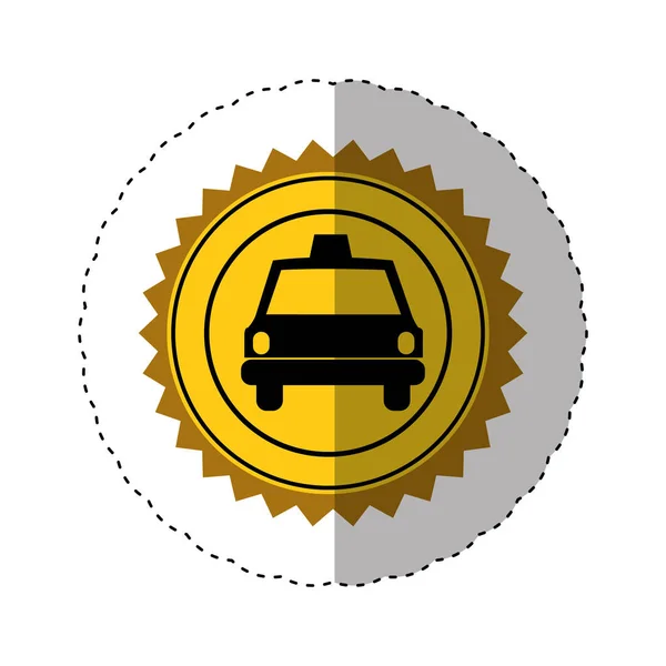 Autocollant couleur de joint circulaire avec voiture de taxi — Image vectorielle