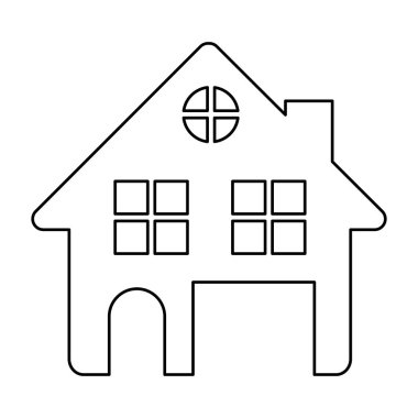 ev iki katlı ve tavan beyaz arka planda siyah beyaz kontur