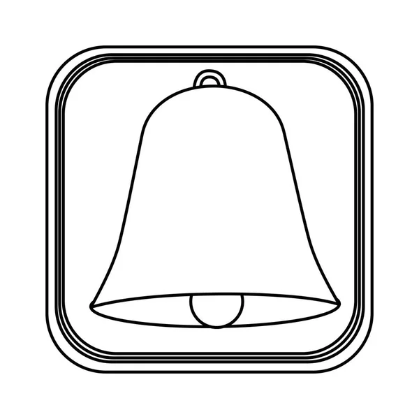 흑백 둥근 벨 아이콘 광장 — 스톡 벡터
