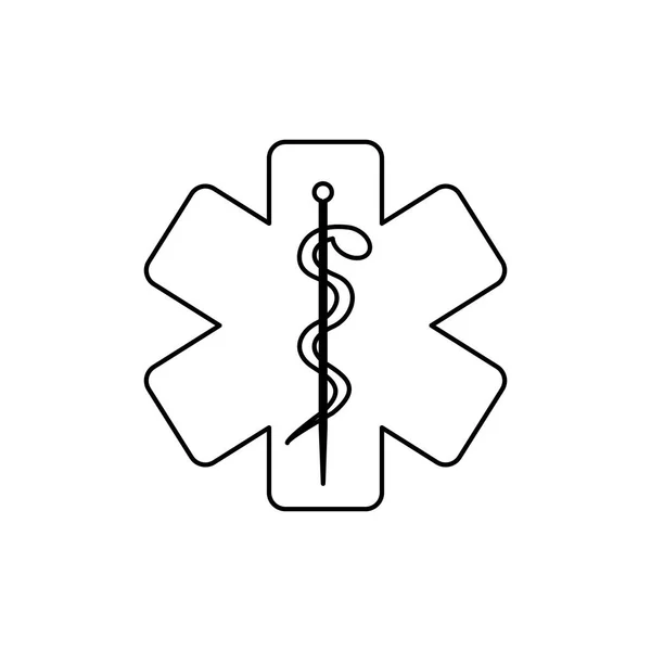 Monochrome silhouette of health symbol with star of life — стоковый вектор