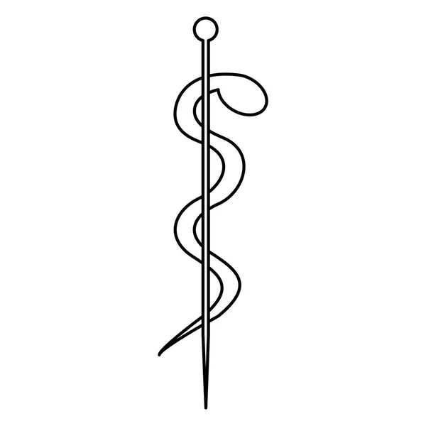 รูปทรงสีเดียวของสัญลักษณ์สุขภาพที่มีงูหนวด — ภาพเวกเตอร์สต็อก