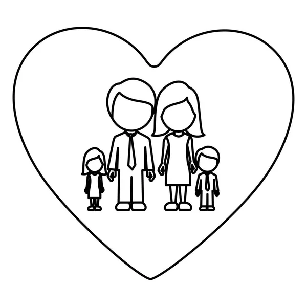 รูปแบบของหัวใจที่มีกลุ่มครอบครัวไร้ใบหน้า — ภาพเวกเตอร์สต็อก