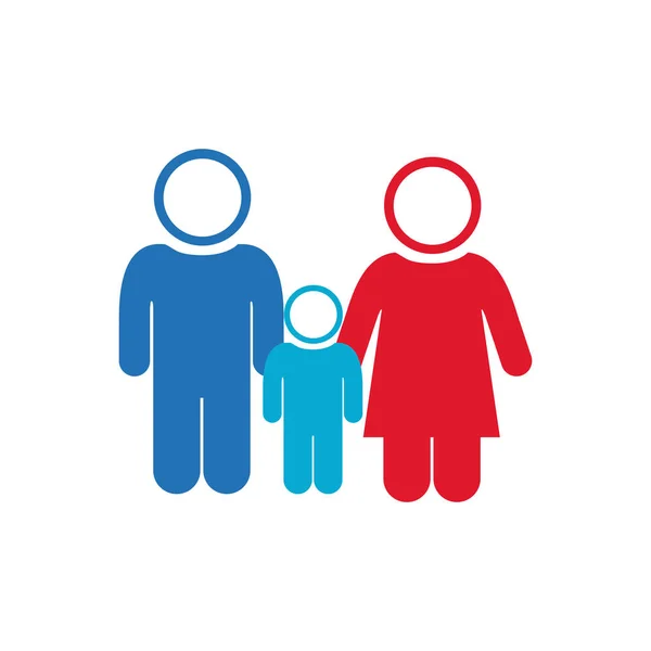夫婦と息子とピクトグラムの白い背景 — ストックベクタ