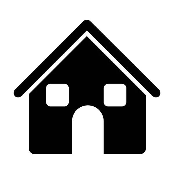 Silhueta preta de casa dois andares em fundo branco — Vetor de Stock